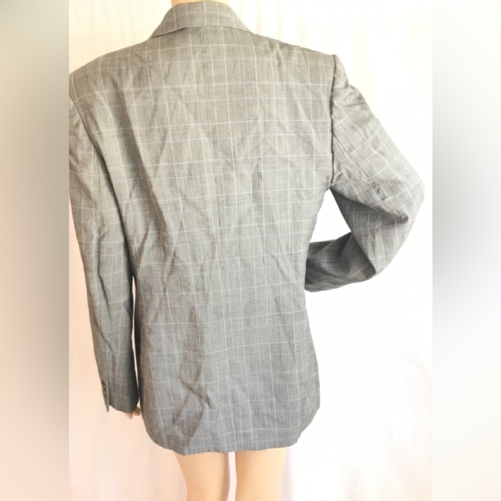 Talbots Classic Gray Checkered Blazer EUC - image 2